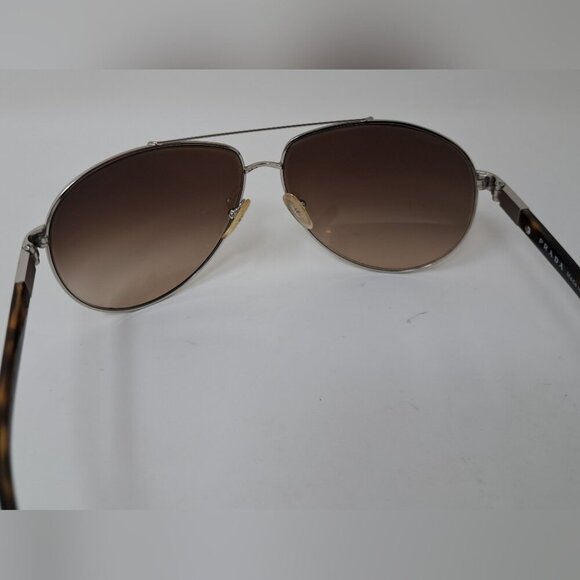 Prada Sunglasses Aviator Silver Brown Tinted Metal SPR670 1BC-6S1 63-13-135 - Picture 14 of 15